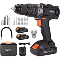 Taladro Atornillador 18 V- TACKLIFE Taladro Percutor-Max 35Nm- 2x 2.0Ah Baterías Litio 18V- 13 mm Portabrocas Automatico…
